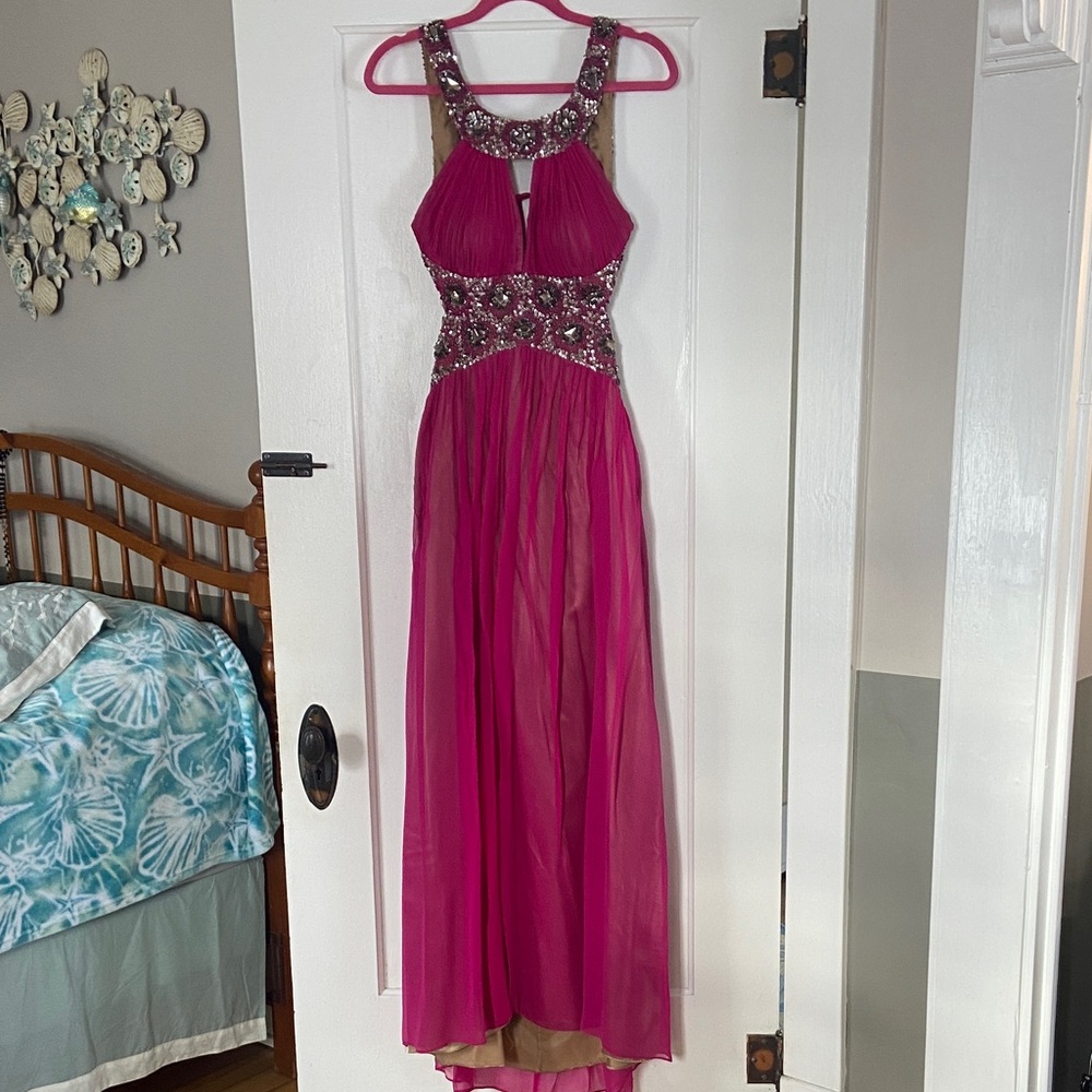 Adrianna Papell Fuchsia Beaded Gown